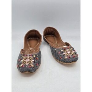 UJAALA Khussa Bridal Mojari Punjabi Jutti Ballet Flats - Grey Sz 11 - Very Good
